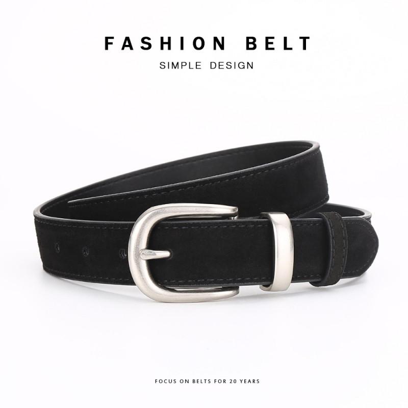 Womens Genuine Leather Belt With Zinc Alloy Pin Buckle 2.8cm Wide Vintage Style Jeans Skirts Casual Outfits