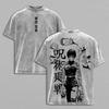Manga Jujutsu Kaisen Zenin Maki Tshirt Vintage Y2k Washed T-shirt For Men's Clothing High Quality Cotton Casual Loose Tees Tops