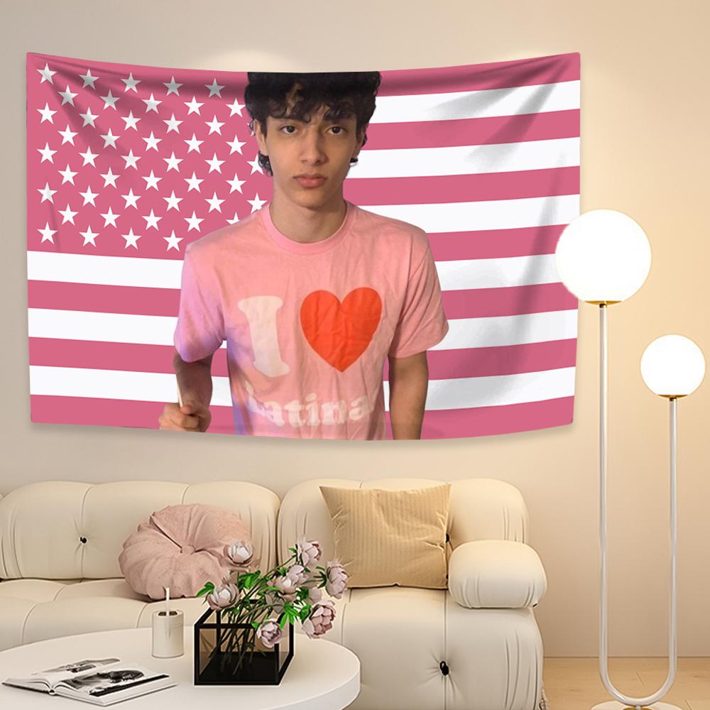 Hamzah And Martin Pink Tapestry Proud Slushy Noobz Tapestry Wall Hanging Aesthetic Home And Garden Flags Decor Background Cloths