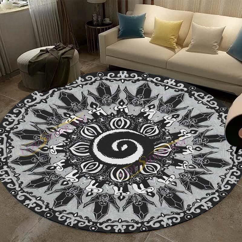 Vintage Mandala Round Carpet Geometric Floral Area Rug for Living Room Kitchen Dining Room Decorations Entryway Round Carpets