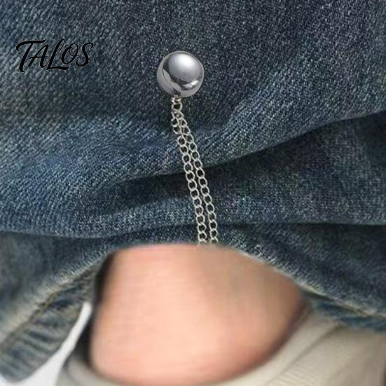 Trouser Leg Clips 2Pcs Magnetic Clothing Pin for Shortening Pants Legs, Button Clip Legs Shirt Sleeves Hems, Clothes Decorative with Chain No