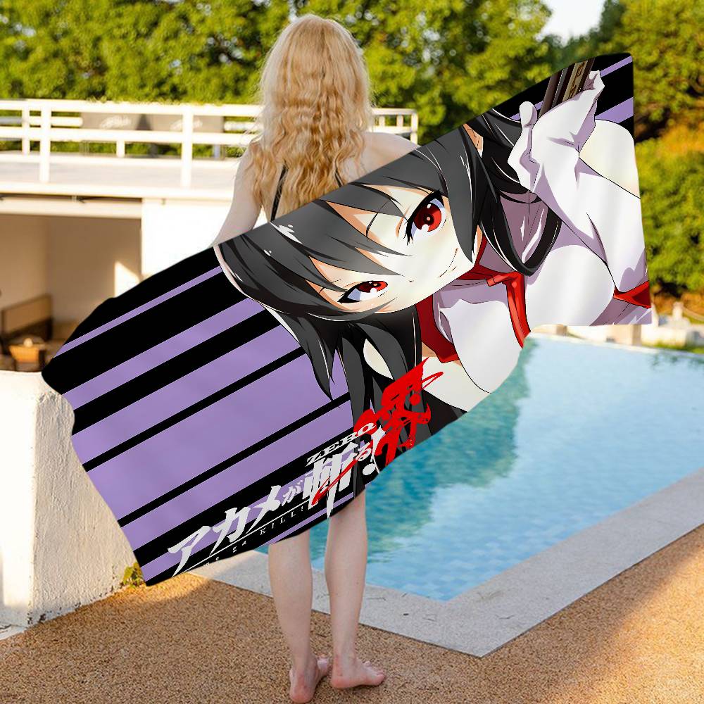 Akame Ga KILLS Anime Microfiber Blanket Quick Drying Beach Towels Oversized Printing Super Absorbent Pool Towel Blanket