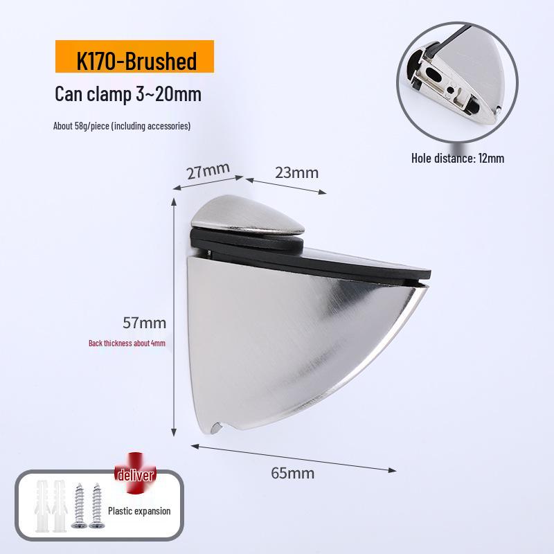 Zinc Alloy F-Shaped Glass Clip: Bathroom/Kitchen Shelf Support Bracket