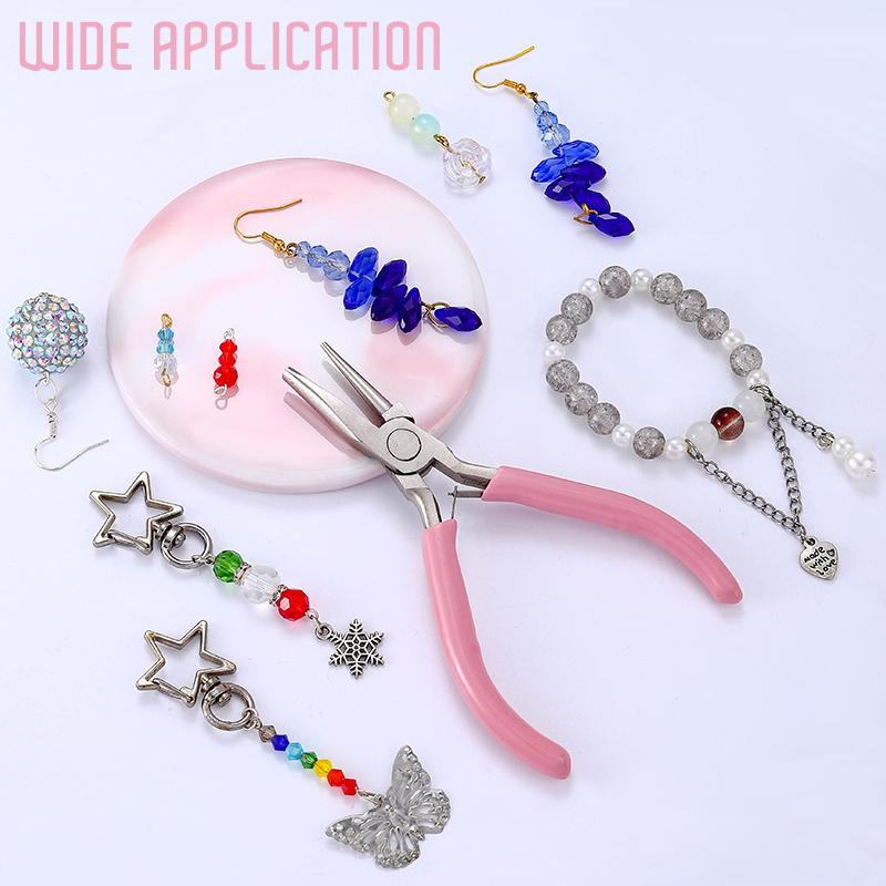 Pink Round Concave Pliers Wire Looping Mini Precision Pliers Wire Bending Tools for DIY Jewelry Making Eye Hobby Projects