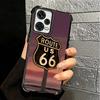 America Route 66 Plating Phone Case For Xiaomi Redmi Note 14 15 Pro Plus 13 12 11 11S 11T 10 9S 9 5G Anti-Fall Airabag Cover