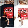 Racing Story Trend Leisure Lightning McQueen Girls 95th Anniversary TshirtBlack with Red and Yellow Cartoon Pattern