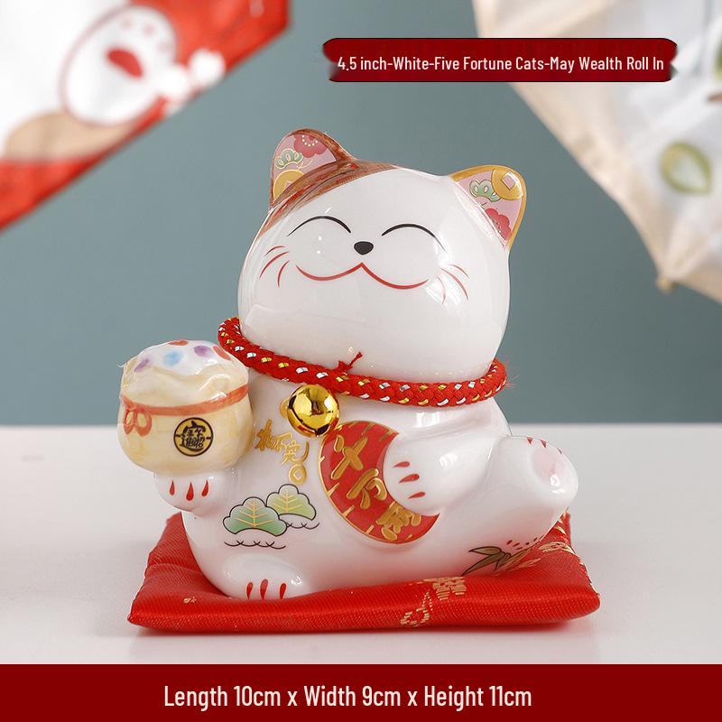 Creative Japanese Fortune Cat Ceramic Piggy Bank - Lucky Gift for Store Openings