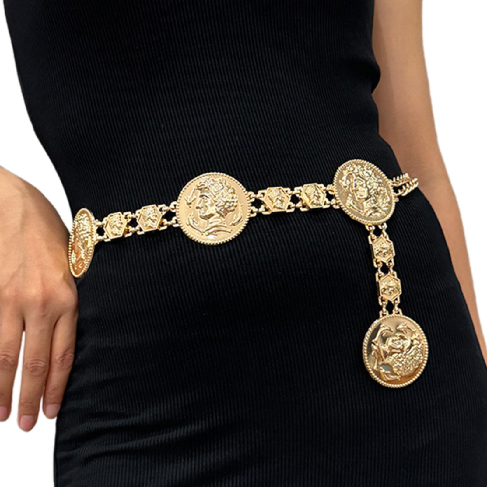 

Edgy Waist Belt Stylish Carved Head Waist Chain Belt Elaborate Chain Belly Chain for Belly Dance Waist Chain золотий