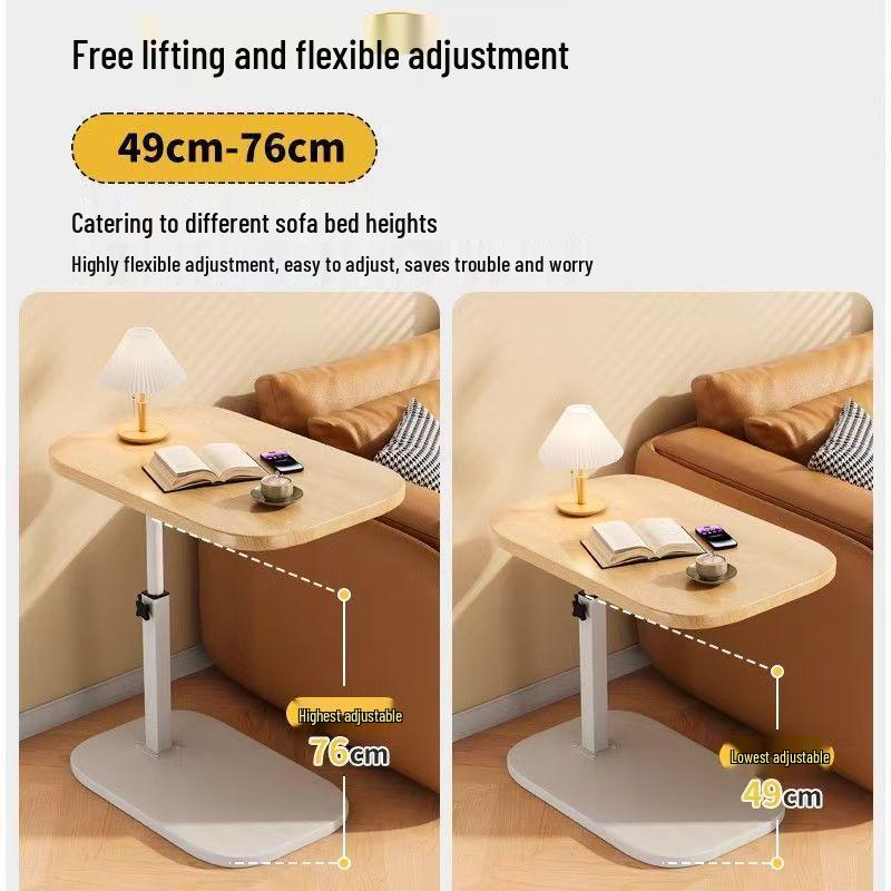 Mobile Adjustable Bedside Table with Storage Rack and Minimalist Lamp Stand