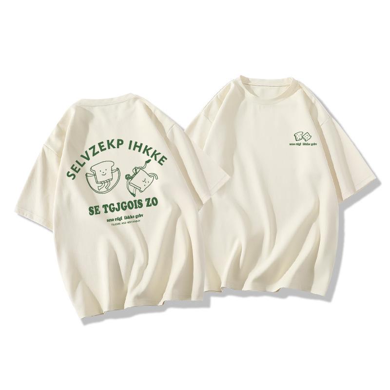 Teenager Summer Casual Short Sleeve O Neck Letter Printed Pullover Oversize Cotton T Shirt Top