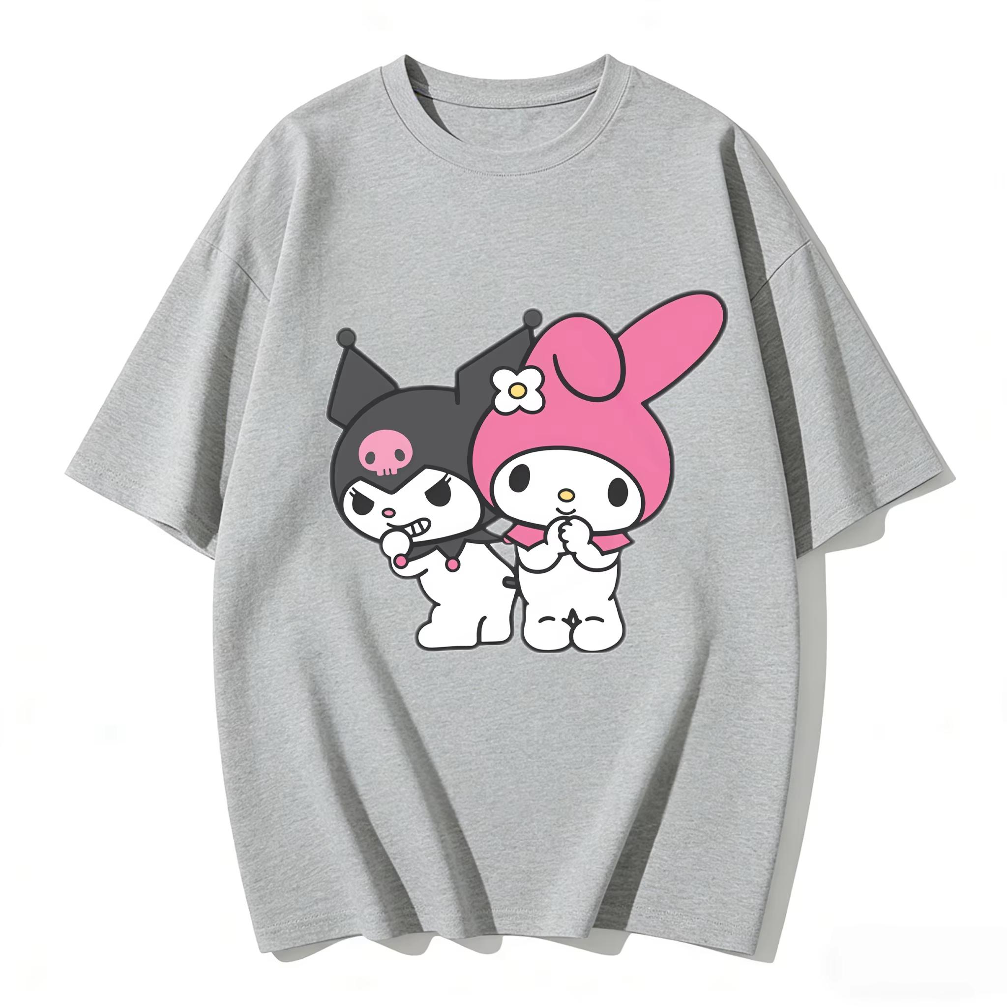 

2026 Kuromi Tee soft cotton short sleeve crew neck cute print lightweight summer top for Women daily casual wear S