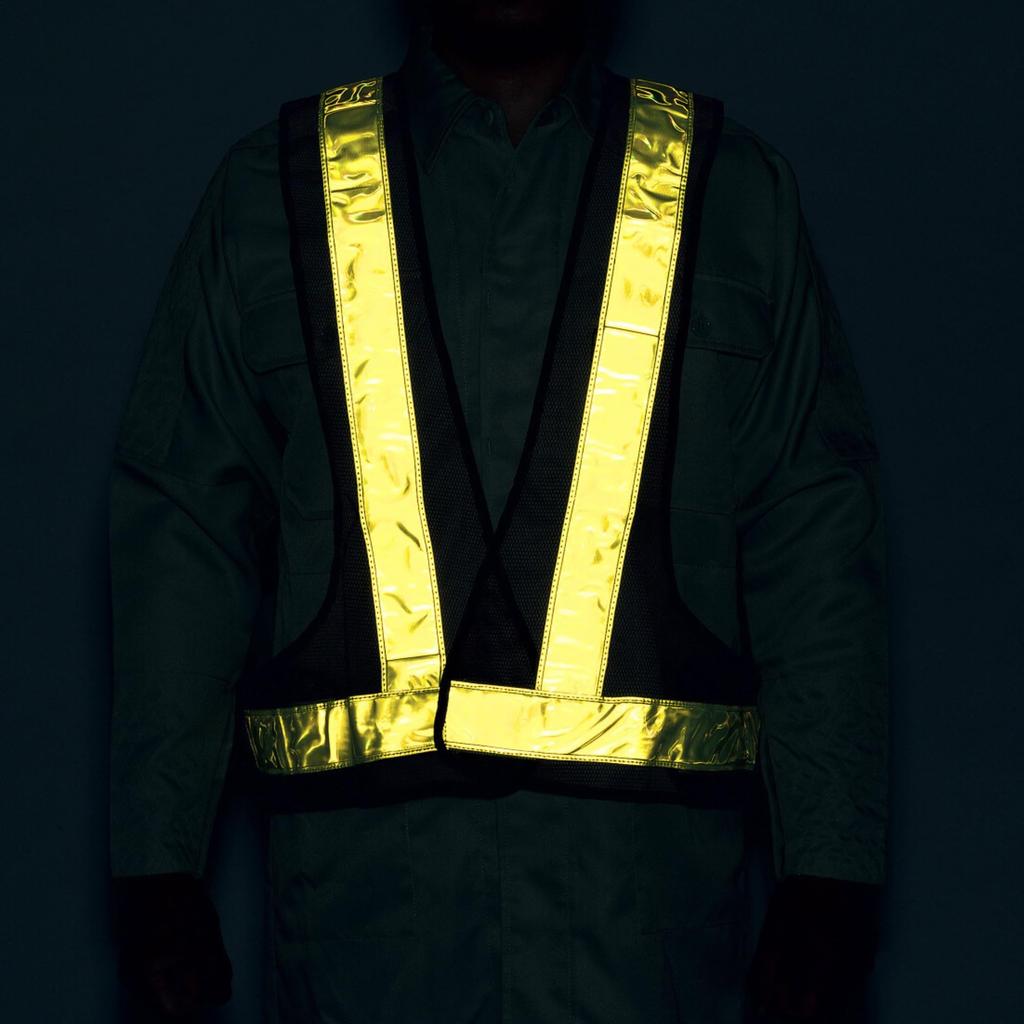 Takagi Reflective Safety Adjustable Waist Black X 535 X 580 X 2mm Vest, Size, Yellow,