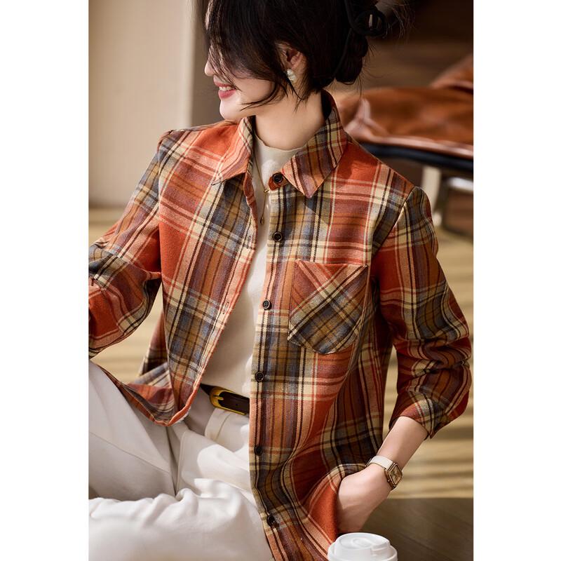 

Retro Plaid Fleece Lined Cardigan Top XL