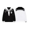 2026 Unisex Oversized Crewneck Sweatshirt With Cat Embroidery Polka Dot Print College Style