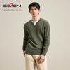 Men's Mock-Layer Wool-Blend Knit Pullover Sweatshirt