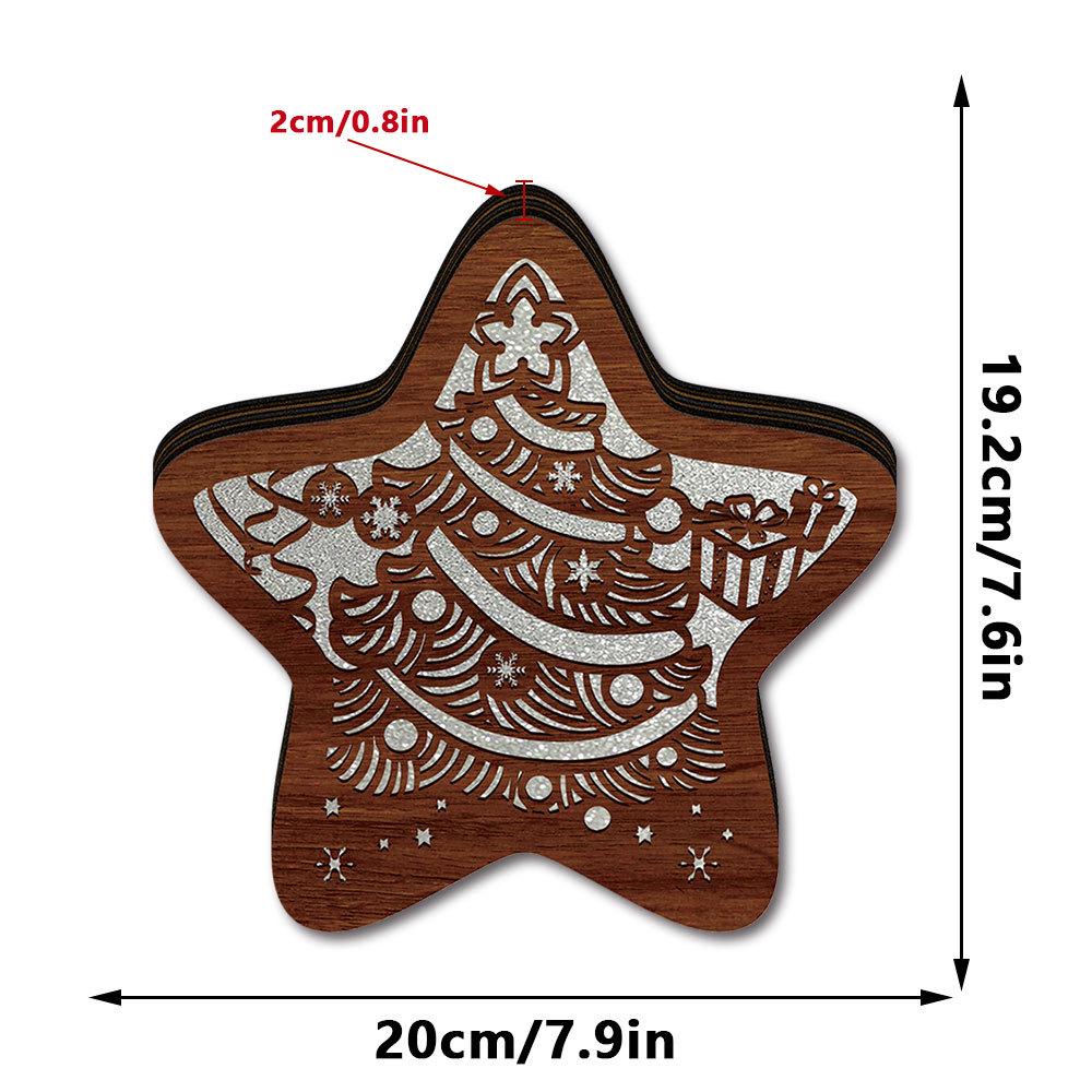 Christmas Festival LED Wooden Star Ornament - Creative Night Light Decoration