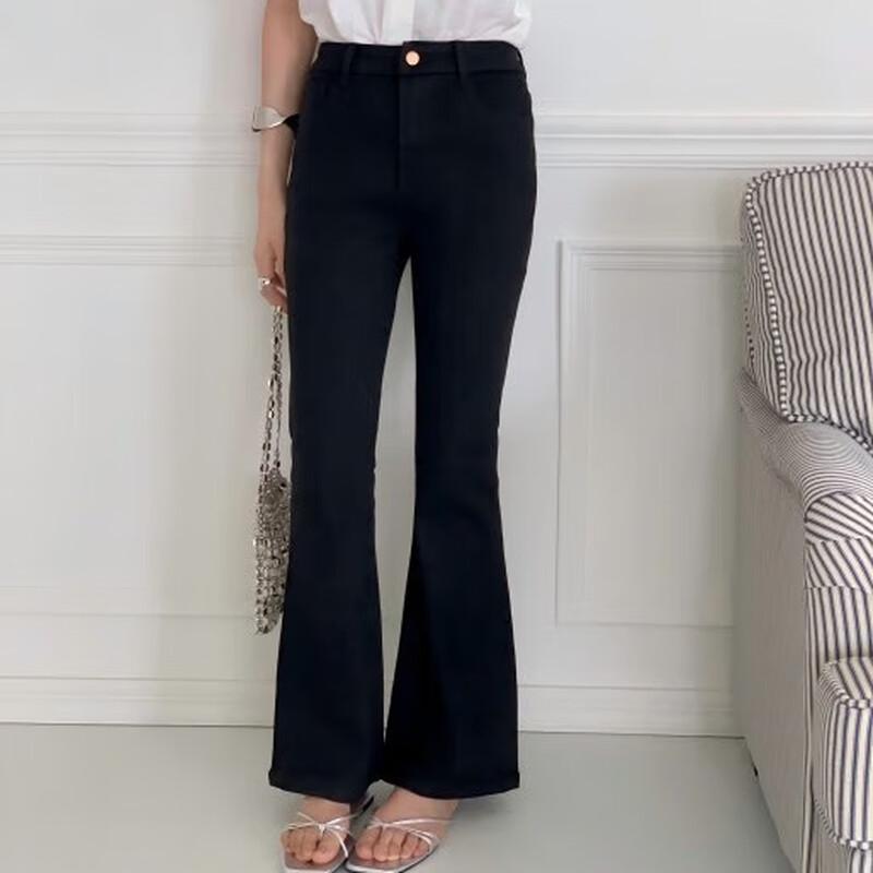 

VITABERRY Женские черные хлопковые стрейчевые расклешенные джинсы VB240125 L