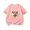 Kids Pure Cotton T Shirt Adorable Dog Zipper Print Crew Neck Short Sleeve Tee Casual Breathable Boys Girls Summer Tops