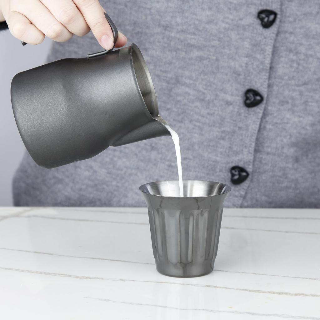 Easyworkz Espresso Stainless Double Wall Vertical Striped For Both Hot and Cold 150ml of Gunmetal Cup, Steel, Insulated, Design, Use, "Set 2"