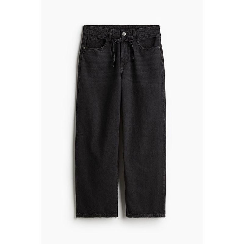 

HM Women s Autumn Straight-leg Soft Loose Low Waist Denim 1229034 Black 155/60(32)