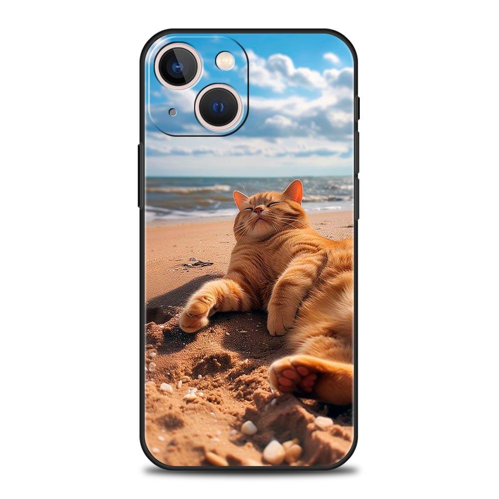 Summer Beach Scene At Sunset On Sea Palm Tree Phone Case For iPhone 16 13 15 14 12 11 Pro MAX XR X SE XS 7 8 Plus Soft TPU Cover