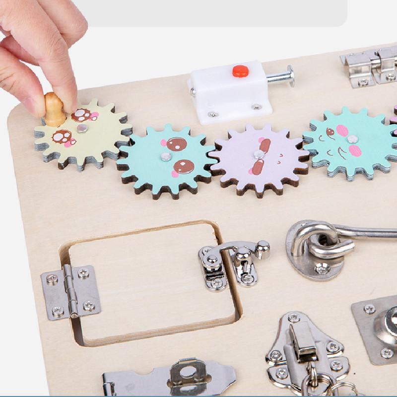 Wooden Lock Picking Busy Board Learning Toy For Toddlers Educational Play Gift