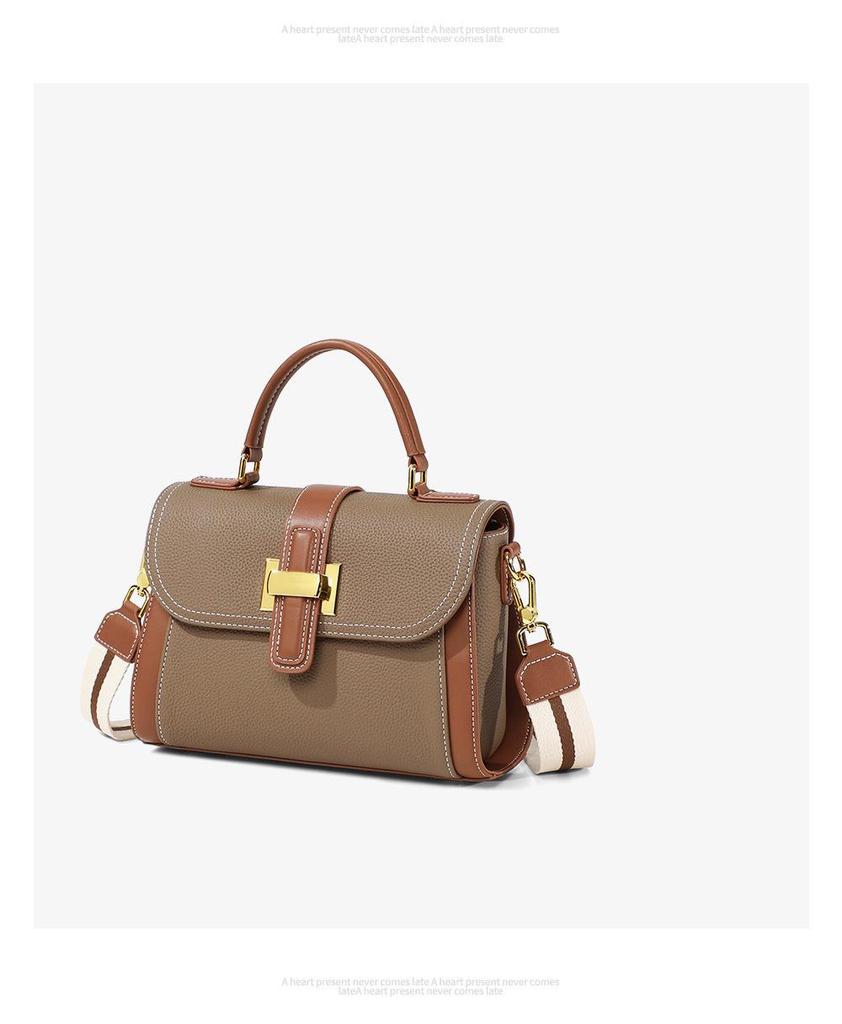 2025 Frühling/Sommer Farbblock Echtleder Damen Umhänge-Schultertasche