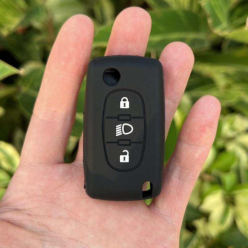 Silicone Rubber Car Key Cover Case Shell Protect For Citroen C2 C4 C5 Picasso Xsara C5 C6 C8 Folding 3 Button Key Accessories