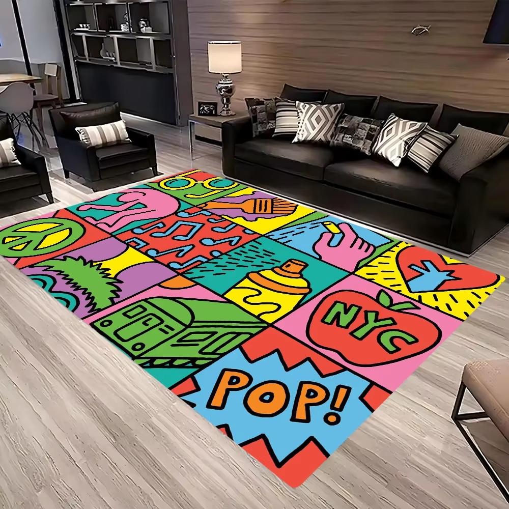 Kreativer Abstrakte-Figur-Teppich – Kühne Wohnzimmer- & Lounge-Dekoration | Rutschfeste Künstlerische Bodenmatte für Moderne Wohnräume