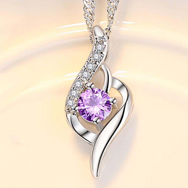 Heavenly Feather Pendant Necklace - Korean Style Crystal Jewelry, Love of the City Collection