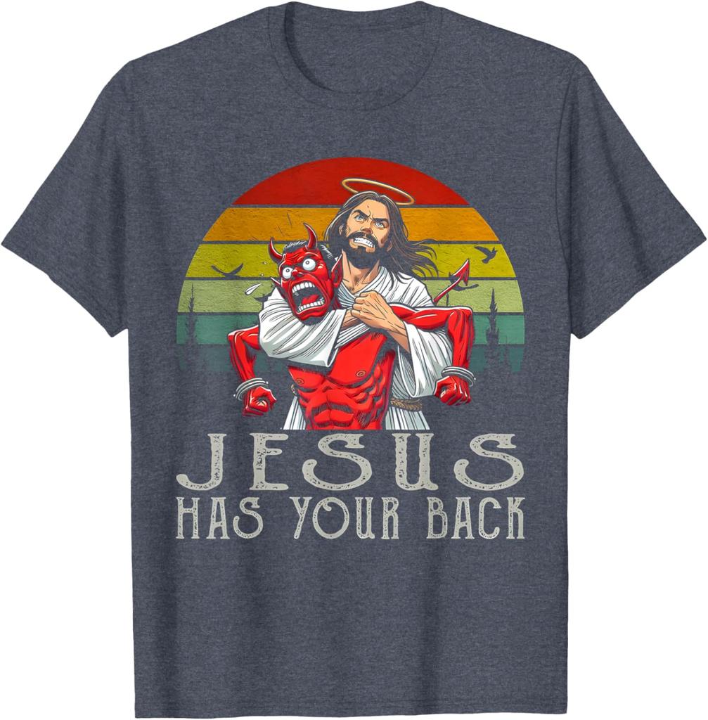 Jesus Has Your Back Funny MMA Choke Holds TShirt 100 Cotton ONeck Short Sleeve Summer Casual Mens Tshirt Streetwear