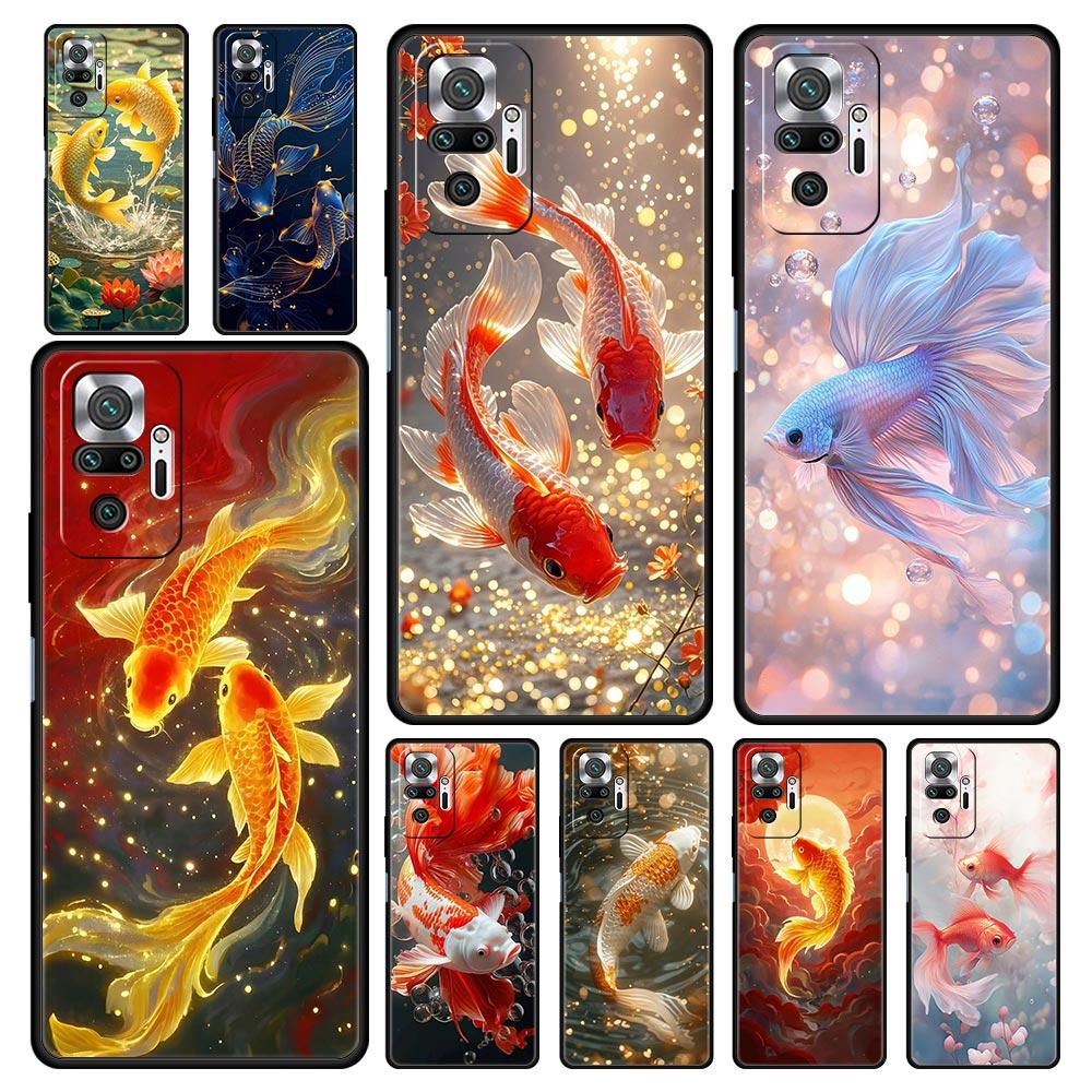 Goldfish Swimming Phone Case Cover for Redmi 14C 10C Note 15 14 13 12 10 11 K40 Pro Plus 5G Shockproof Soft TPU Shell Funda Bag