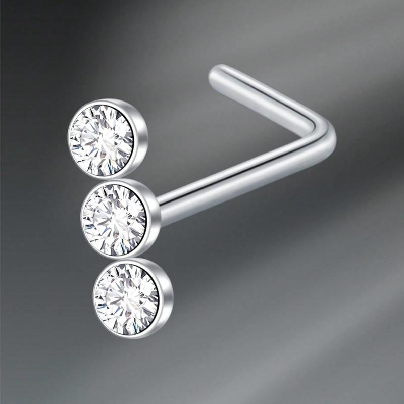 Argolas de Piercing de Nariz em L Coração Lua Fofo Zircônia Brilhante Cor Ouro Prata Piercing de Nariz Para Mulheres Meninas Joias de Narina