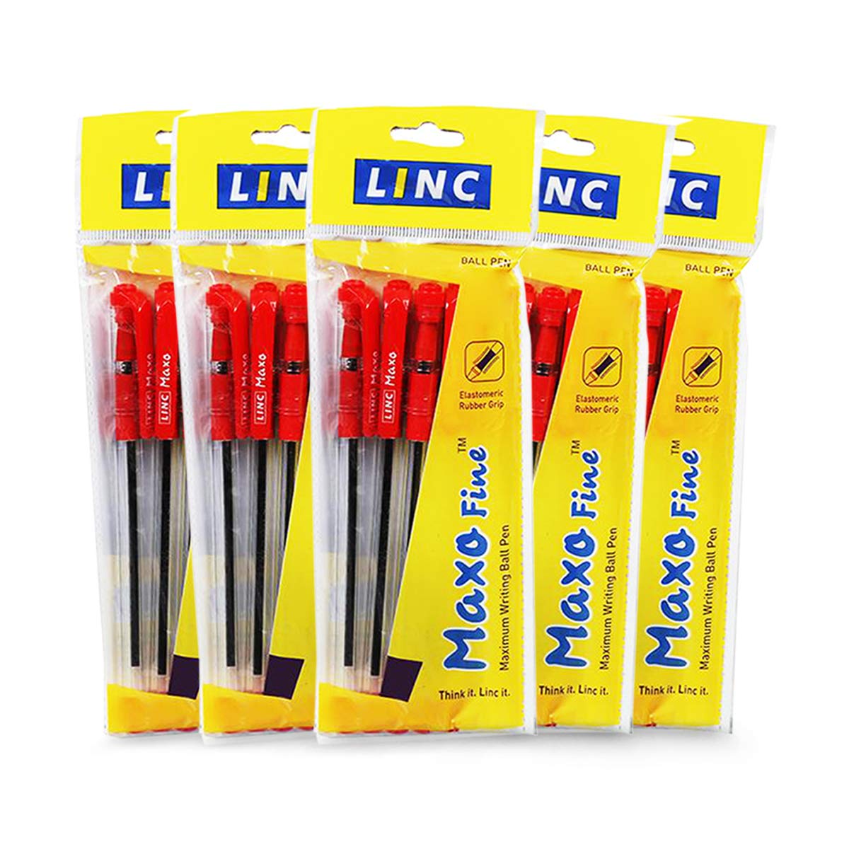 

Linc Maxo Fine 0.7mm Ball Pen Red Ink Smooth Writing Fast Flow for Office School Home Use Comfortable Grip Pack of 1 X 25pcs