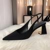 Black Sandals Women Summer New Fashion Women's Pointed Square Heel Sandals Pumps Women Shoes Office Dress Shoes Sexy High Shoes