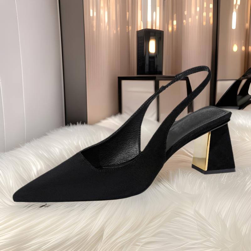 Black Sandals Women Summer New Fashion Women's Pointed Square Heel Sandals Pumps Women Shoes Office Dress Shoes Sexy High Shoes