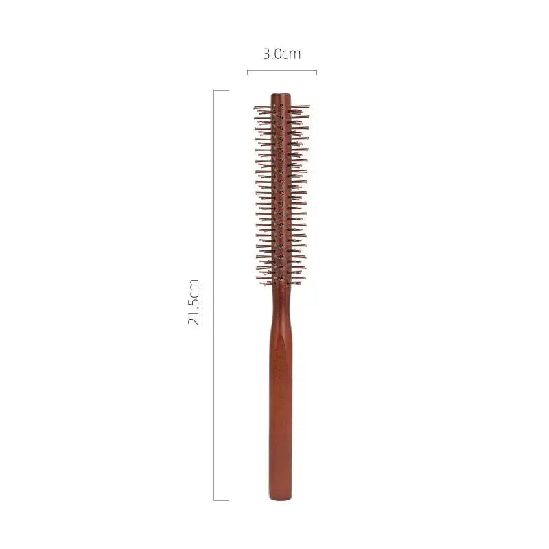 

{HBA17} Round Roller Wood Handle Hair Brush Nylon bristles Hairdressing Combs For Women Men Curly Hair