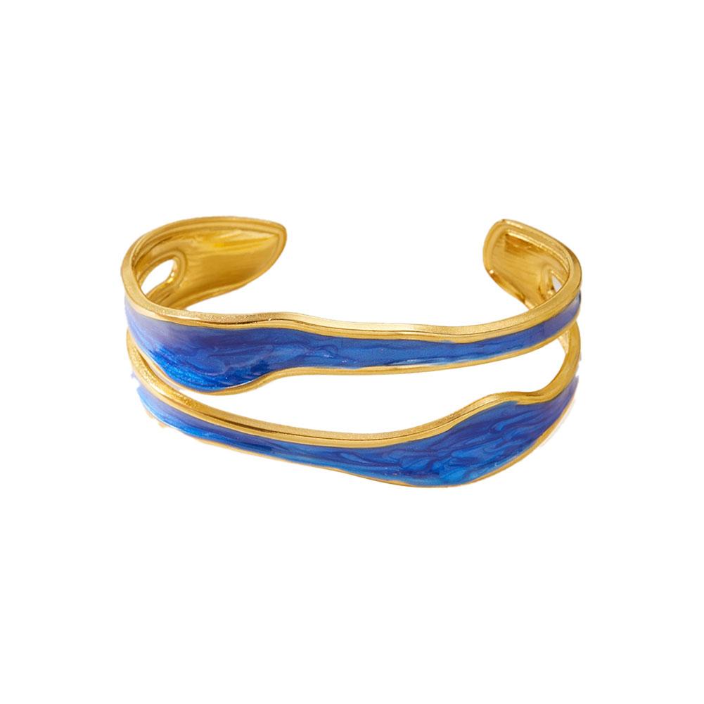 Fashion Magazine Style Stainless Steel Open Bracelet Hollow Dropping Oil Jewelry Accessory New Arrival