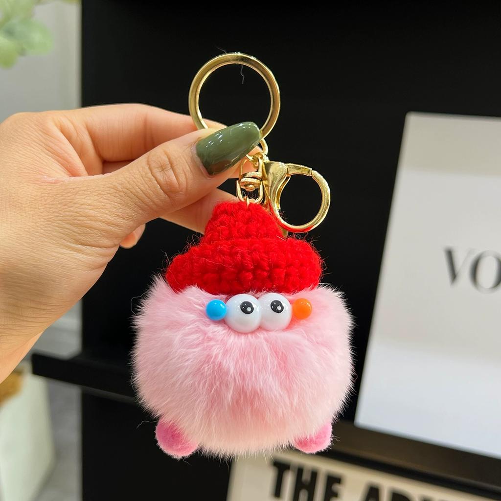 Small Coal Balls Korean Ins Internet Celebrity Rex Rabbit Hairball Cute Elf Schoolbag Pendant Car Keychain Mobile Phone Pendant