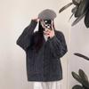 Autumn and winter wide and thin high-end medium and long knitted cardigan lazy wind soft waxy thickened v-neck sweater jacket women