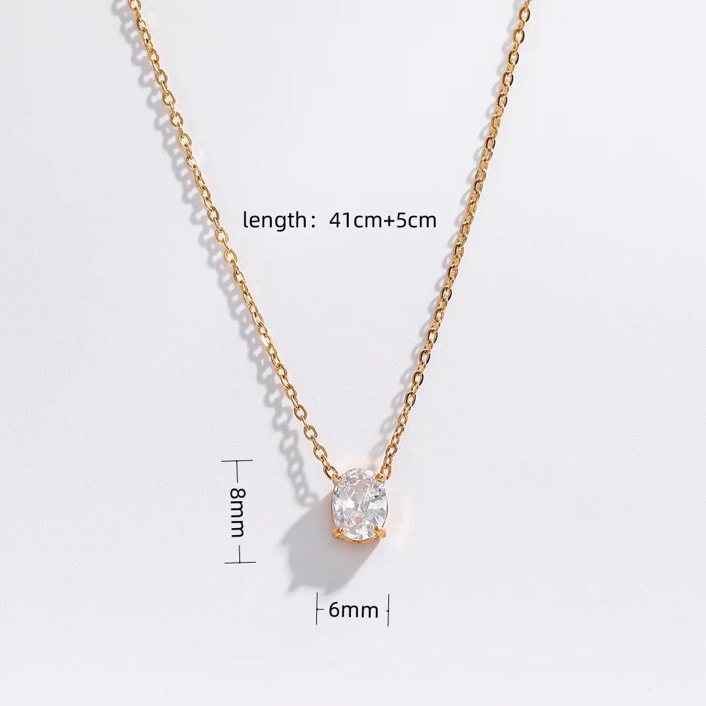 Fenny PVD Plated No Fade Dainty Waterdrop & Oval Zirconia Pendant Stainless Steel Choker Chain Necklace adjustable length