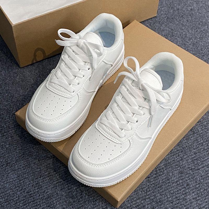 Neue lässige kleine weiße Sneaker Leicht Bequem Sportliche Board-Schuhe Modische einfarbige Tennissneaker für Damen