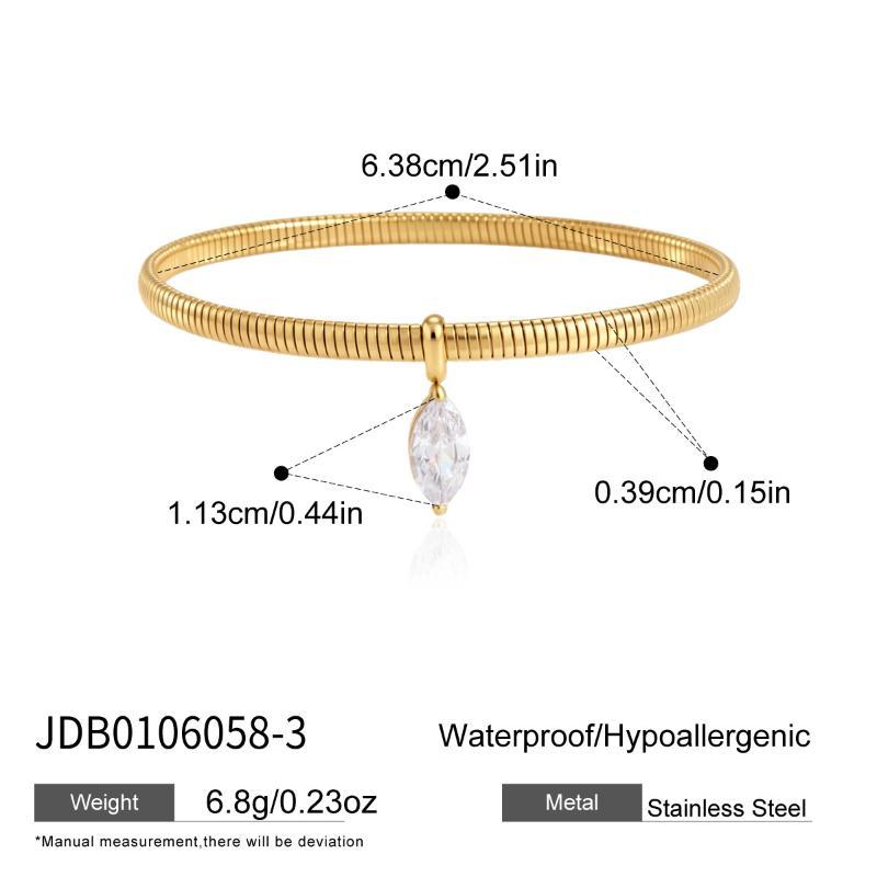Stackable Punk Geometric Zircon Pendant Bracelet for Women Gold PVD Plated Stainless Steel for Layered Jewelry Look
