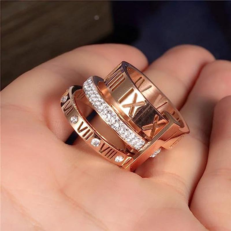 Starry Night European & American 3-in-1 Multi-Ring with Roman Lettering - Trendsetter Fashion Jewelry