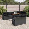 Garden Sofa Set with Storage 9 pcs Black Poly Rattan