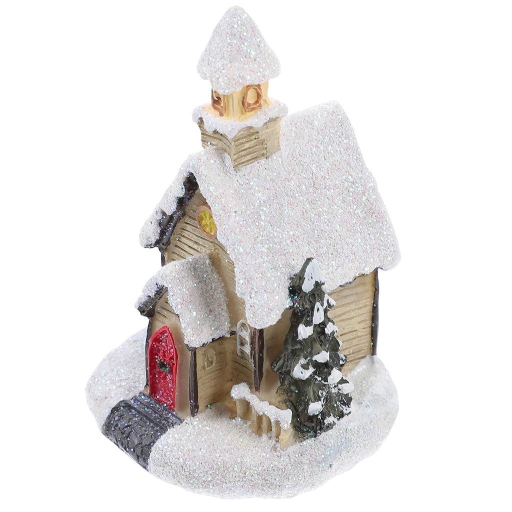 1Pcs Small House Ornament Resin Christmas Decor Miniature Home Decoration for Tree Cabinet Desk Festival Atmosphere Gift