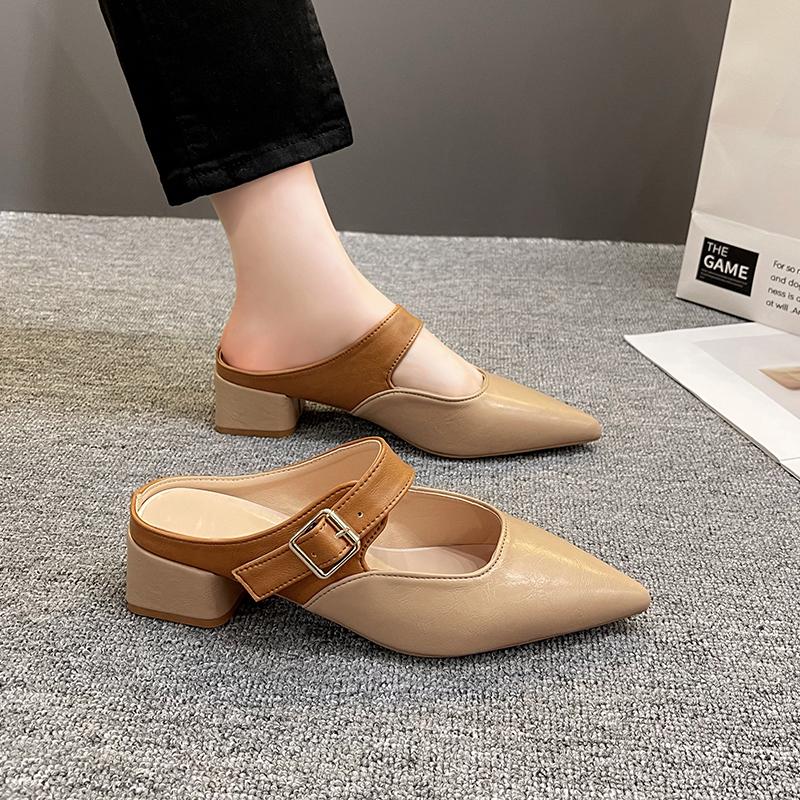Fashion Pointed Toe Women's Slippers Summer 2025 New Shoes Woman High Heels Elegant Dress Party Sandals Ladies