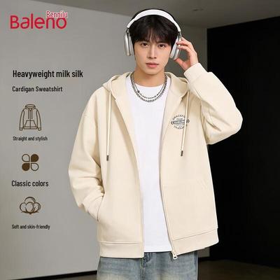 Baleno Men's Printed Zipper Hooded Cardigan Sweatshirt