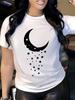 Summer WomenS Front Moon and Stars Printed ShortSleeved TShirt Comfortable and Breathable Fabric T Shirt Women Y2k Top