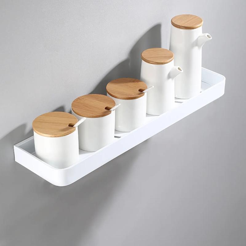 Bathroom Multifunctional Storage Rack, Space Aluminum Anti Rust Wall Mounted Storage Rack Single-Layer